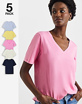 5 Pack V-Neck T-Shirts