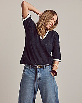 Anthology Crochet Polo Top