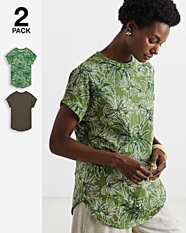 2 Pack Short Sleeve Curved Hem Longline top