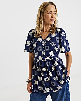 Angel Sleeve Button Front Longline Top