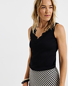 V-Neck Lace Trim Vest