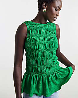 Shirred Sleeveless Top