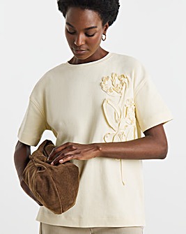 Heavy Weight Floral Applique T-Shirt