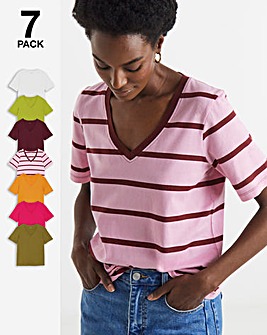 7 Pack V Neck Short Sleeve T-Shirt