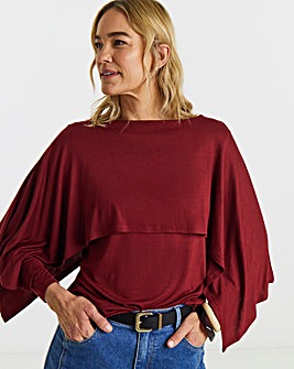 Burgundy Long Sleeve Cape Top