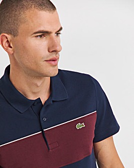 Lacoste Blue Short Sleeve Colourblock Polo