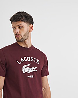 Lacoste Short Sleeve Dark Red Large Logo T-Shirt