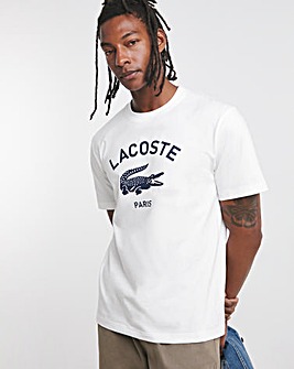 Lacoste Short Sleeve White Large Logo T-Shirt