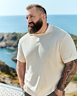 Lacoste Short Sleeve Open Neck Textured Polo - Natural