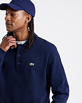 Lacoste Button Collar Sweatshirt - Navy