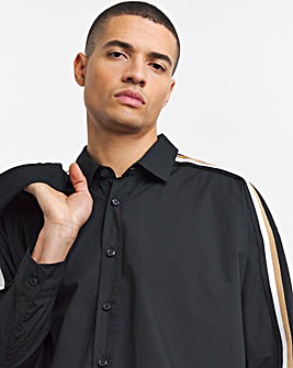 BOSS Contrast Sleeve Taped Black Shirt