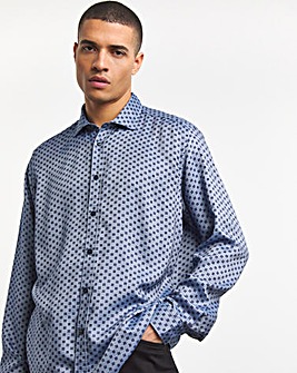 BOSS Geo Print Blue Stretch Shirt