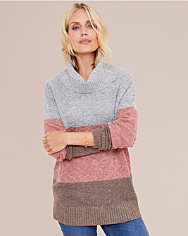 Julipa Colour Block Cowl Boucle Jumper