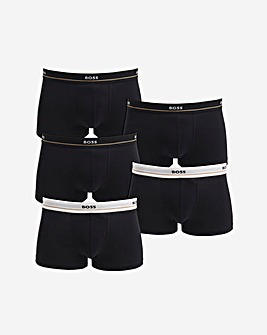 BOSS 5 Pack Black Essential Logo Trunks