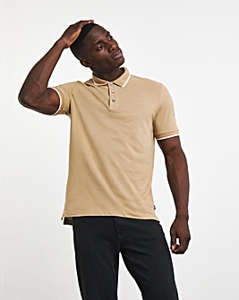 BOSS Beige Regular Fit Tipped Polo