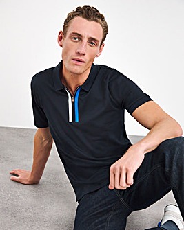 BOSS Dark Blue Zip Neck Polo