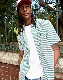 Levi's Short Sleeve Authentic Button Down Stripe Shirt - Green