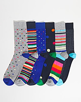 6 Pack Bright Spots Stripe Socks