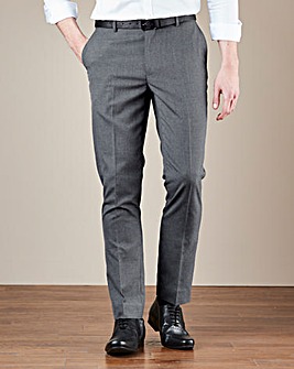 Grey Plain Front Regular Fit Trousers