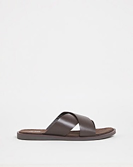 Smooth Leather Cross Over Sandal Wide