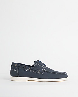 Suede Look Boat Shoe Wide