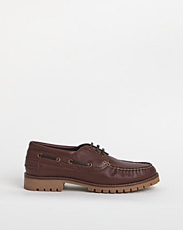 Leather Cleated Sole Boat Shoe Wide