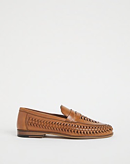 Leather Interweave Penny Loafer Wide