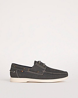 Leather Look Boat Shoe Wide Fit