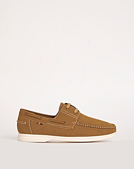 Leather Look Boat Shoe Wide Fit