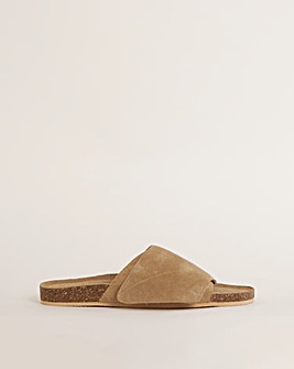 Suede Touch and Close Footbed Sandal Wide Fit