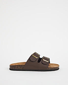 Brown Buckle Strap Sandals Wide Fit