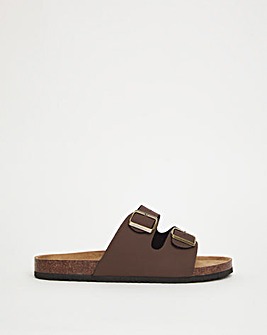 Brown Buckle Strap Sandals Wide Fit