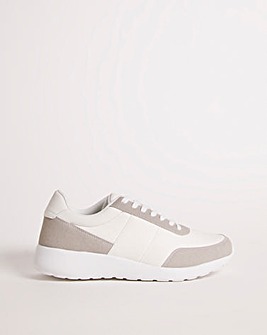 White Lace Up Trainer Extra Wide