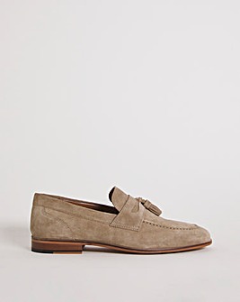 Stone Suede Tassel Loafer Wide Fit