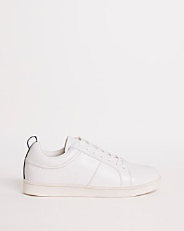 White Perforated Lace Up Trainer Wide Fit