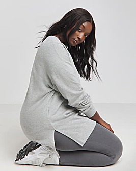 Basic Grey Marl Side Split Longline Sweatshirt Tunic