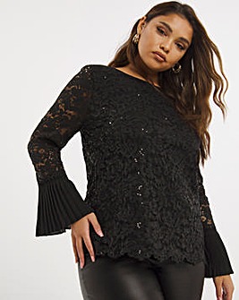 Joanna Hope Sequin Lace Top