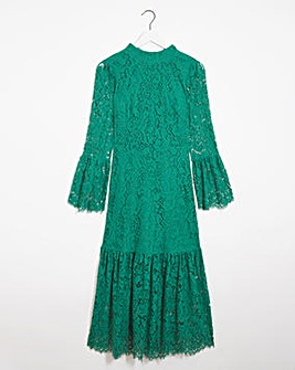 Joanna Hope High Neck Forest Green Lace Midi Dress