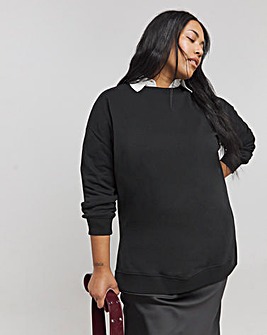 Basic Black Side Split Longline Sweatshirt Tunic