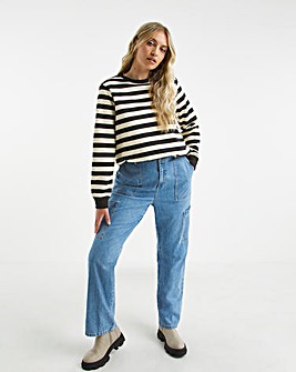 Black Stripe Longline Tunic Sweatshirt