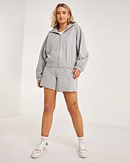 Grey Marl Zip Through Hoodie