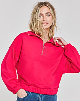 Hot Pink Zip Up Sweatshirt