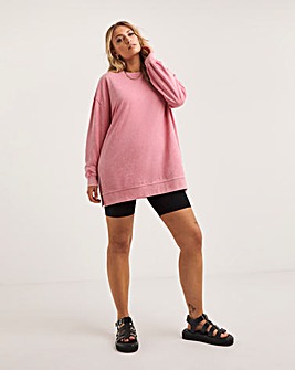 Pink Side Split Sweatshirt Tunic