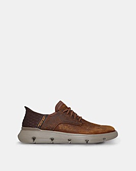 Skechers Plain Toe Bungee Wide Fit Shoe - Brown