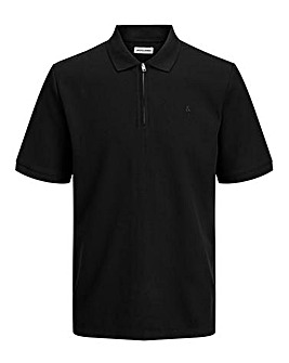 Jack & Jones Austin 1/4 Zip Waffle Polo - Black