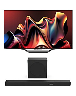 Hisense 65in 65U7NQTUK Smart 4K TV with Amazon Alexa and 180W Soundbar Bundle