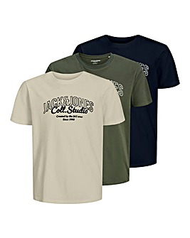 Jack & Jones Makoto 3 Pack T-Shirt - Antique White