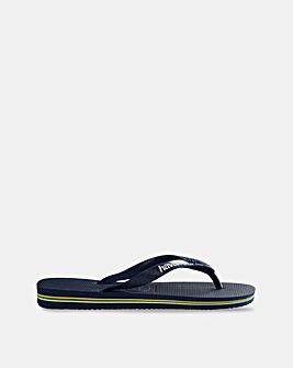 Havaianas Navy Brasil Logo Flip Flops - Navy Multi