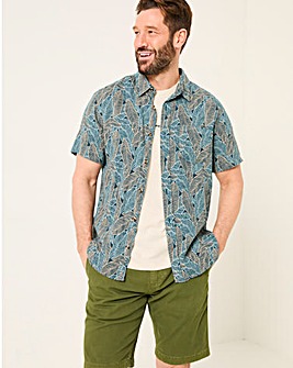 FatFace Leaf Print Short Sleeve Shirt - Teal