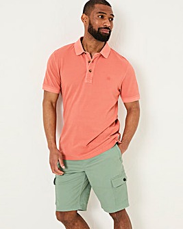 FatFace Easton Slub Short Sleeve Polo - Orange